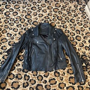 Blank NYC leather fringe jacket